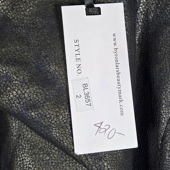 Byron Lars Beauty Mark Black Faux Leather Dress 2 NWT Sculpted Sheath - Picture 6 of 10